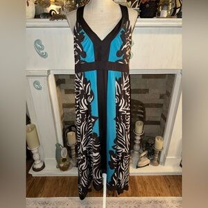 🩵INC international concepts blue & brown and white floral/animal print dress🩵